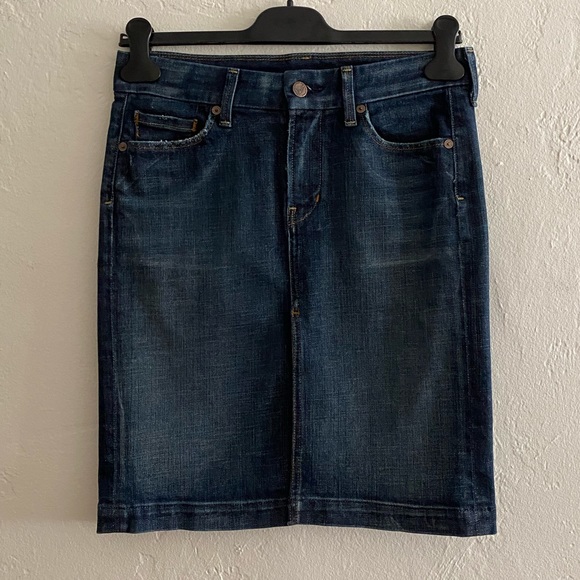 CITIZENS OF HUMANITY SOPHIA BLUE DENIM KNEE LENGTH JEAN PENCIL SKIRT SIZE 26 - Picture 4 of 12